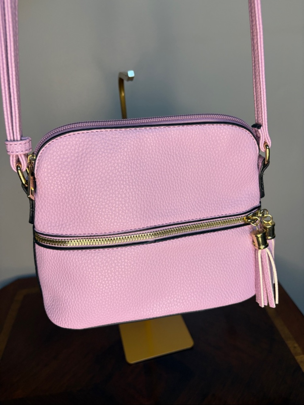 Lavender Crossbody Bag with Tassel Accent - Picture 3 of 7